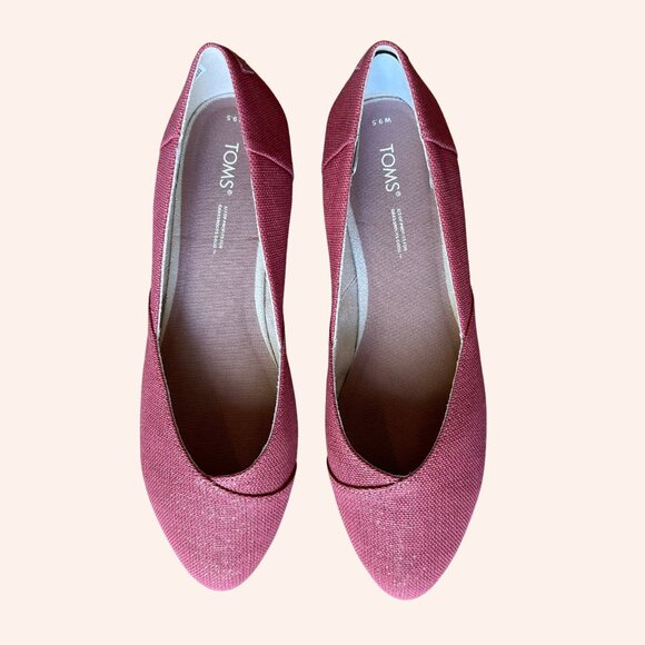 Toms Red Metallic Ballet Flats - Picture 1 of 4